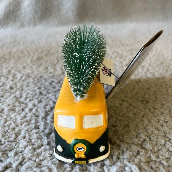 Green Bay Packers Christmas Ornament Retro Bus Green Gold Holiday Tree Foco - Picture 3 of 10